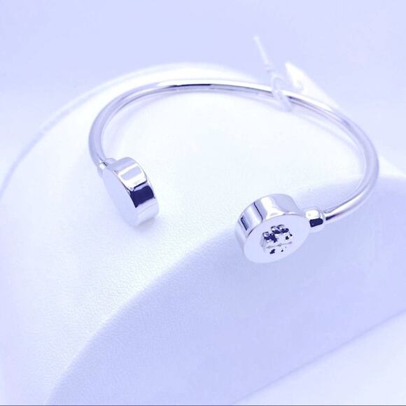 Tory Burch Silver Round Logo Cuff Bracelet - Picture 10 of 12